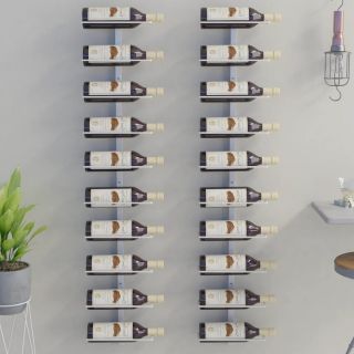seinale kinnitatav veiniriiul 10 pudelile 2 tk, valge, metall