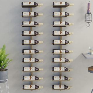 seinale kinnitatav veiniriiul 10 pudelile 2 tk, kuldne, metall