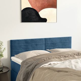 изголовья 2 шт., темно-синие, 72x5x78/88 см, бархат
