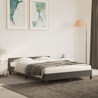 voodiraam ilma madratsita, tumehall, 140x190 cm, samet