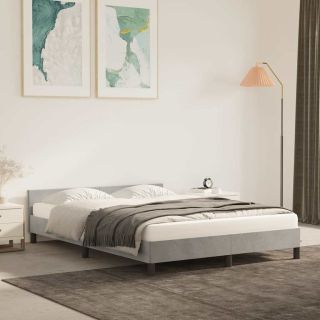 voodiraam ilma madratsita, helehall, 140x190 cm, samet