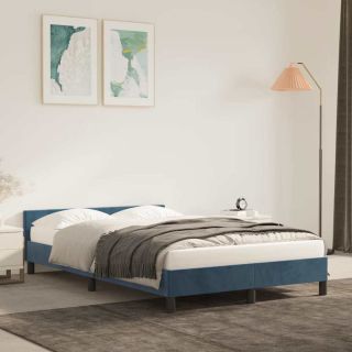 Voodiraam ilma Madratsita Tumesinine 120x200 cm samet