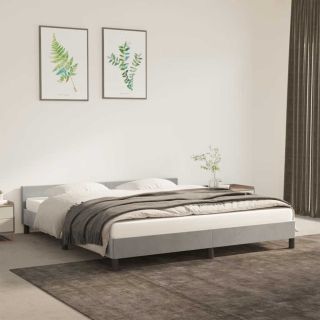 voodiraam ilma madratsita, helehall, 180x200 cm, samet