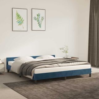 Voodiraam ilma Madratsita Tumesinine 160x200 cm samet