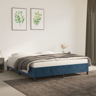 Voodiraam ilma Madratsita Tumesinine 160x200 cm samet