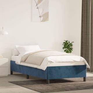 Voodiraam ilma Madratsita Tumesinine 90x200 cm samet