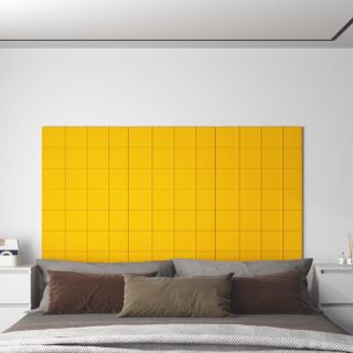 seinapaneelid 12 tk, kollane, 60 x 15 cm, samet, 1,08 m²