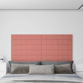 seinapaneelid 12 tk, roosa, 90 x 15 cm, samet, 1,62 m²
