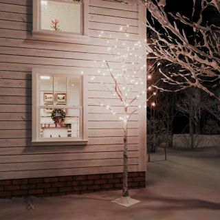 LED kasepuu soe valge 128 LEDi 220 cm