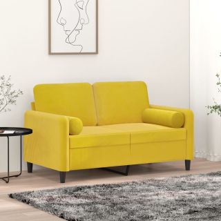 dekoratiivpadjad 2 tk, kollane, Ø15 x 50 cm, samet