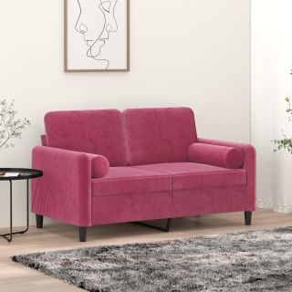 dekoratiivpadjad 2 tk, veinipunane, Ø15x50 cm, samet
