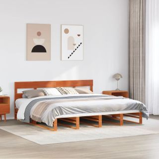 voodiraam ilma madratsita, vahapruun, 180 x 200 cm, männipuit