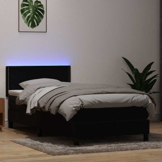 континентальная кровать с матрасом, черная, 80x220 см, бархат
