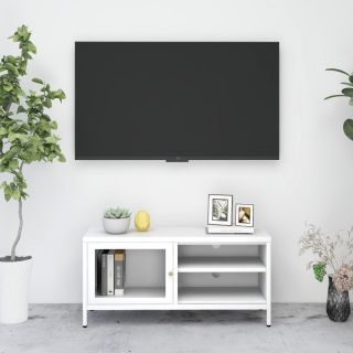 telerialus, valge, 90 x 30 x 44 cm, teras ja klaas