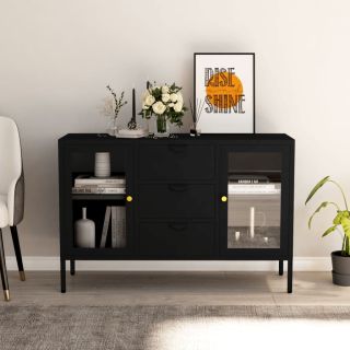 puhvetkapp, must, 105 x 35 x 70 cm, teras ja klaas