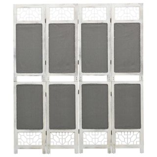 3385554-Panel Room Divider Grey 140x165 cm Fabric