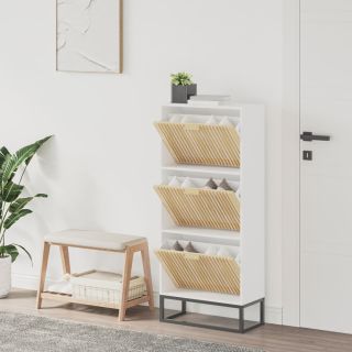 Тумба для обуви, белая, 52 x 25 x 120 см, искусственное дерево