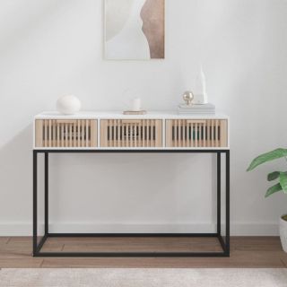 Консольный столик, белый, 105 x 30 x 75 см, искусственное дерево и железо