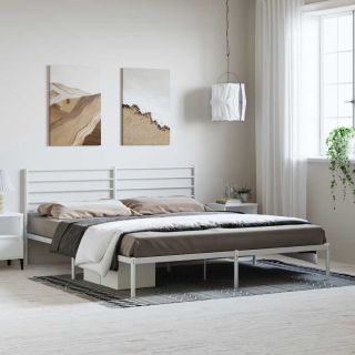 металлический каркас кровати с изголовьем, белый, 183x213 см