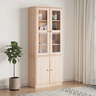 klaasustega vitriinkapp ALTA, 77x35x186,5 cm, männipuit