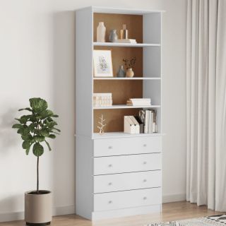 Книжный шкаф с ящиками ALTA белый, 77x35x186,5 см, сосна