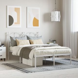 металлический каркас кровати с изголовьем, белый, 120 x 200 см