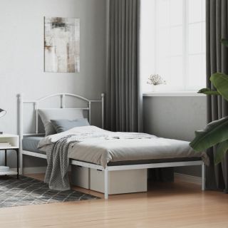 metallist voodiraam peatsiga, valge, 107x203 cm