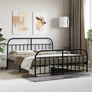 металлический каркас кровати с изножьем, без матраса, черный 160x200 см