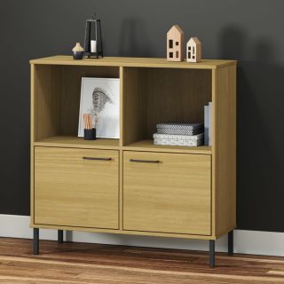 книжный шкаф на металлических ножках, коричневый, 90x35x90,5 см, OSLO