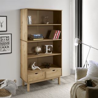 Книжный шкаф OTTA с 2 ящиками, коричневый, сосна