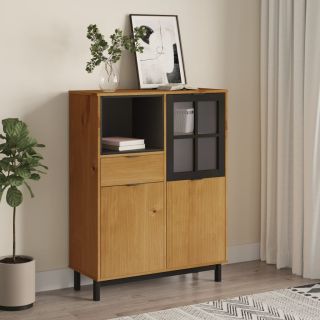 высокий шкаф со стеклянной дверцей FLAM 92x40x122,5 см, сосна