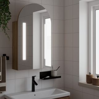 LED-valgustusega vannitoa peegelkapp, tamm, 42 x 13 x 70 cm