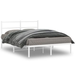 metallist voodiraam peatsiga, valge, 140x190 cm