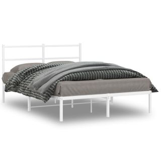 metallist voodiraam peatsiga, valge, 135x190 cm