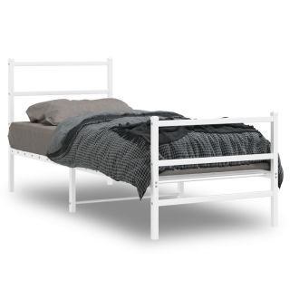 metallist voodiraam peatsi ja jalutsiga , valge, 75x190 cm