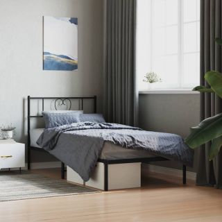 металлический каркас кровати с изголовьем, черный, 80x200 см