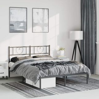 metallist voodiraam peatsiga, must, 135x190 cm