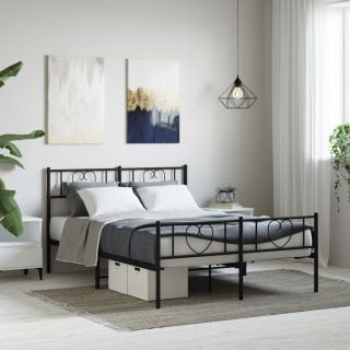 металлический каркас кровати с изголовьем и изножьем, черный, 120x200 см