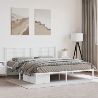 металлический каркас кровати с изголовьем, белый, 183x213 см