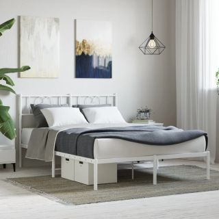 metallist voodiraam peatsiga, valge, 140x190 cm