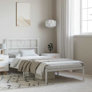 металлический каркас кровати с изголовьем, белый, 100x200 см