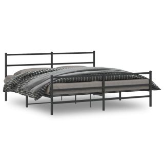 metallist voodiraam peatsi ja jalutsiga, must, 183x213 cm
