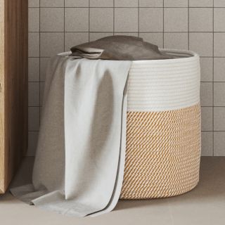 hoiukorv, pruun ja valge, Ø40x35 cm, puuvill