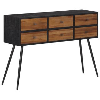sahtlitega konsoollaud, 116 x 30 x 76 cm, taastatud tiikpuu