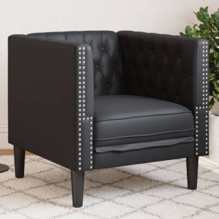 Chesterfield tugitool, must, kunstnahk