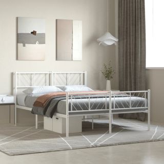металлический каркас кровати с изголовьем и изножьем, белый, 140 x 200 см
