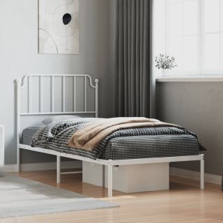 металлический каркас кровати с изголовьем, белый, 90 x 200 см