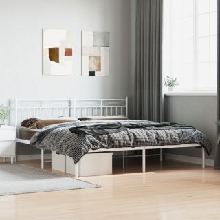 металлический каркас кровати с изголовьем, белый, 183x213 см