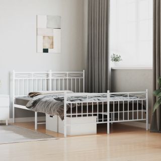 металлический каркас кровати с изголовьем и изножьем, белый, 140 x 200 см