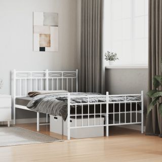металлический каркас кровати с изголовьем и изножьем, белый, 120 x 200 см